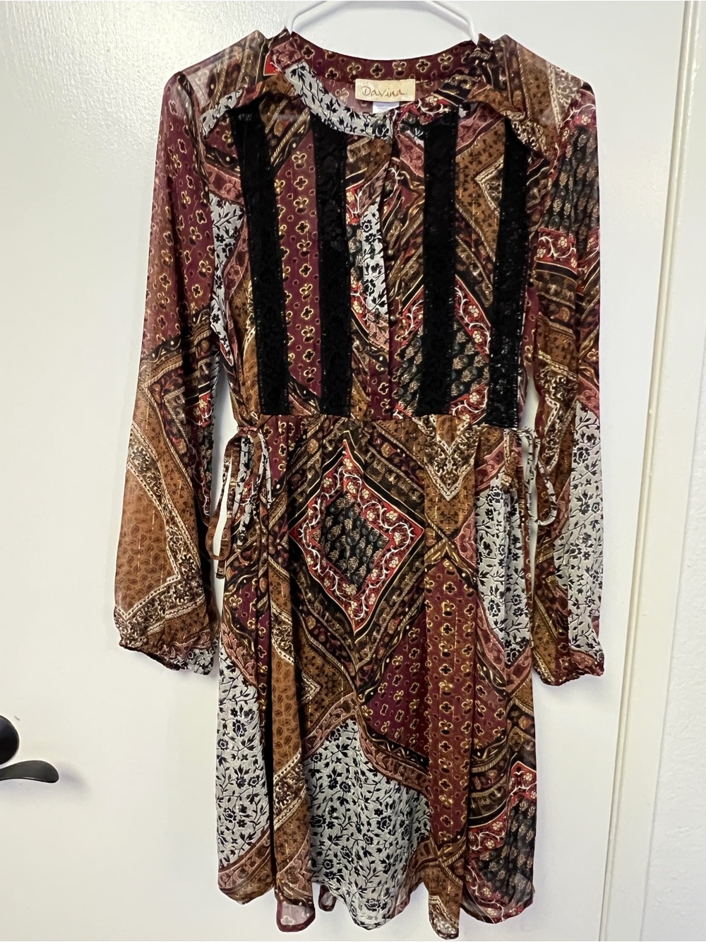 Women's Multi-Color Printed Long Sleeve Dress